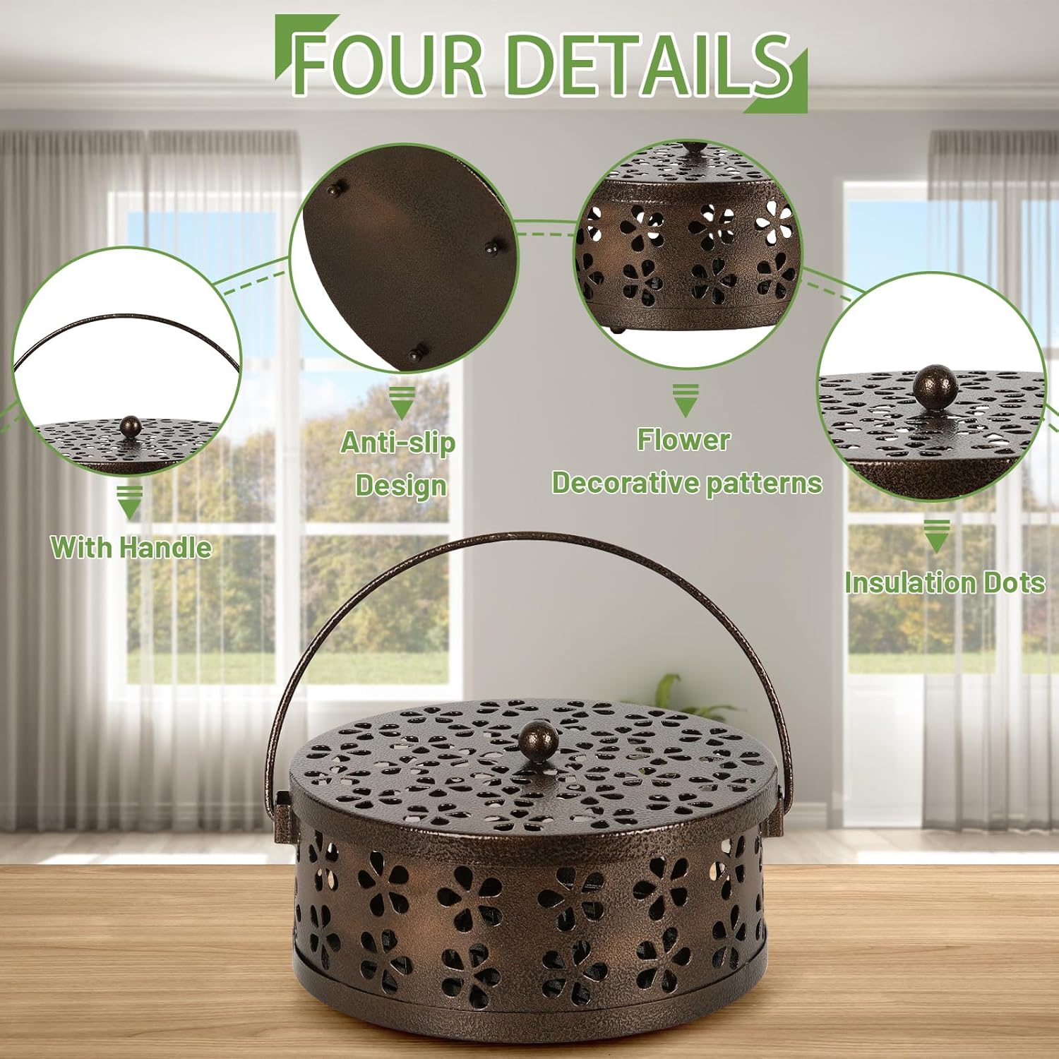 Portable Iron Mosquito Coil Holder with Handle