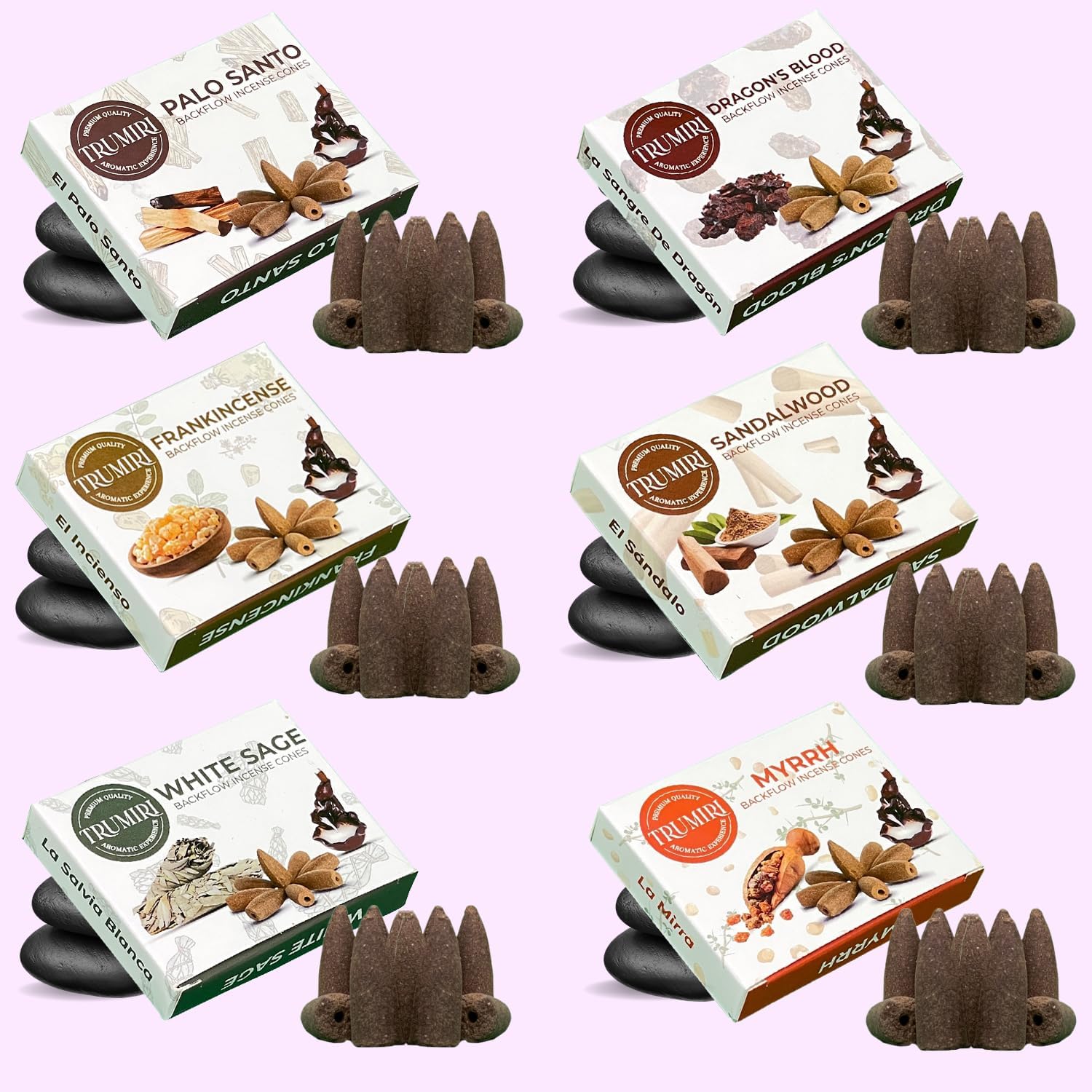TRUMIRI Woody Backflow Incense Cones for Waterfall