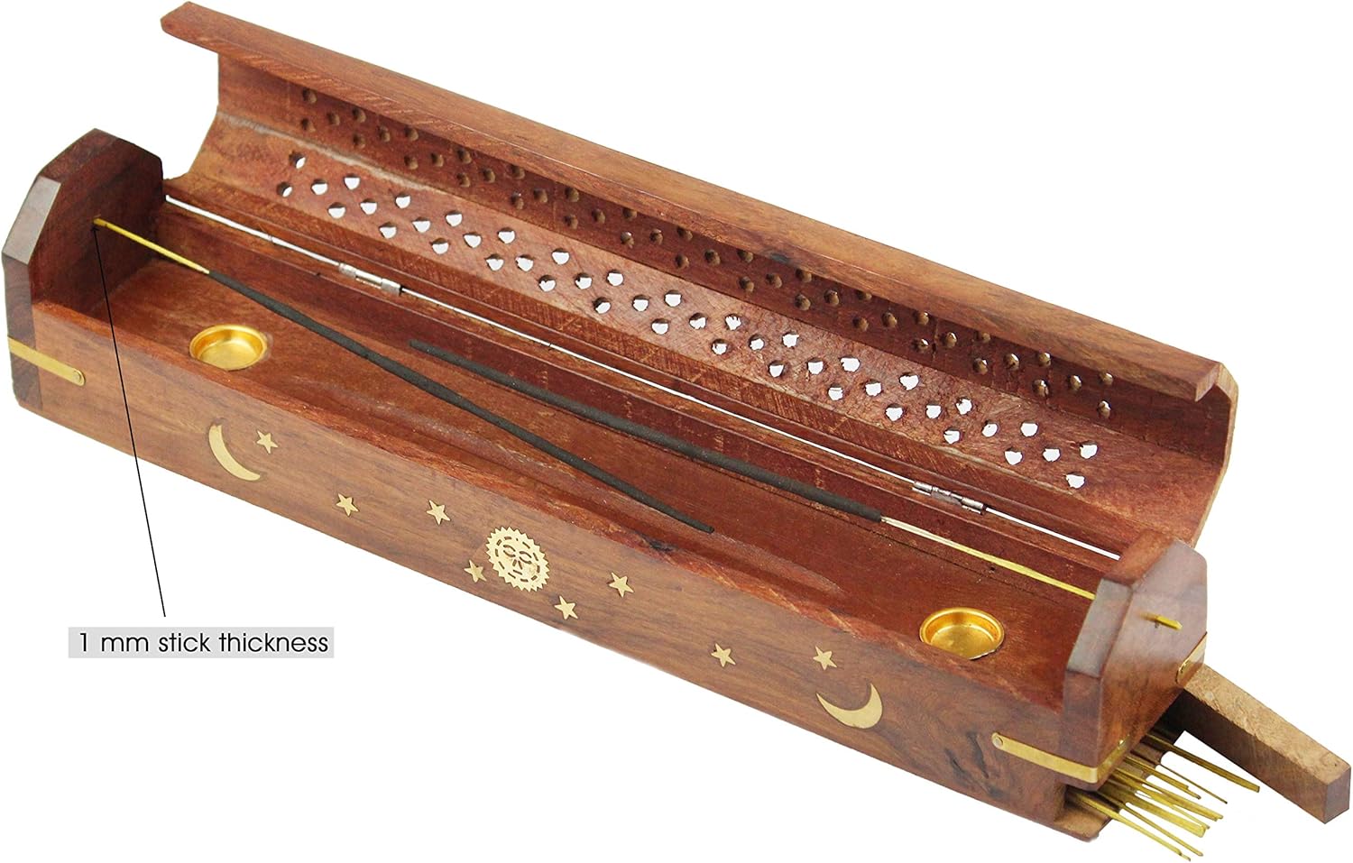 Sheesham Wood Incense Burner Set of 2 Coffin Style