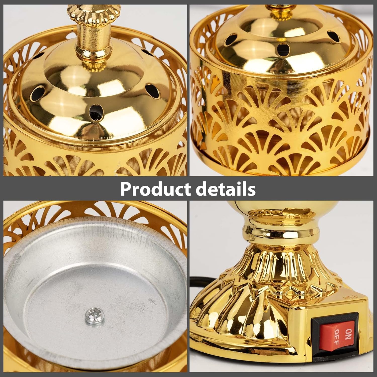 Golden Electric Incense Burner with US Plug