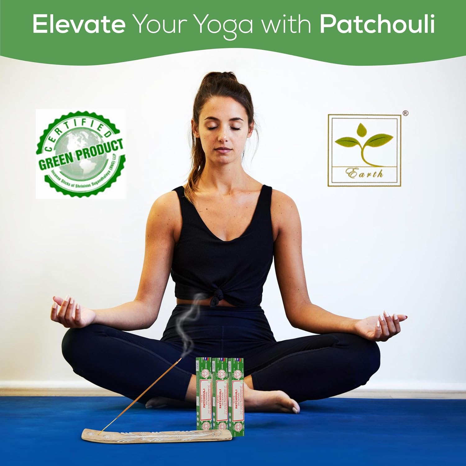 Satya Patchouli Incense Sticks 45 GMS 3 Pack with Raajsee Incense Holder