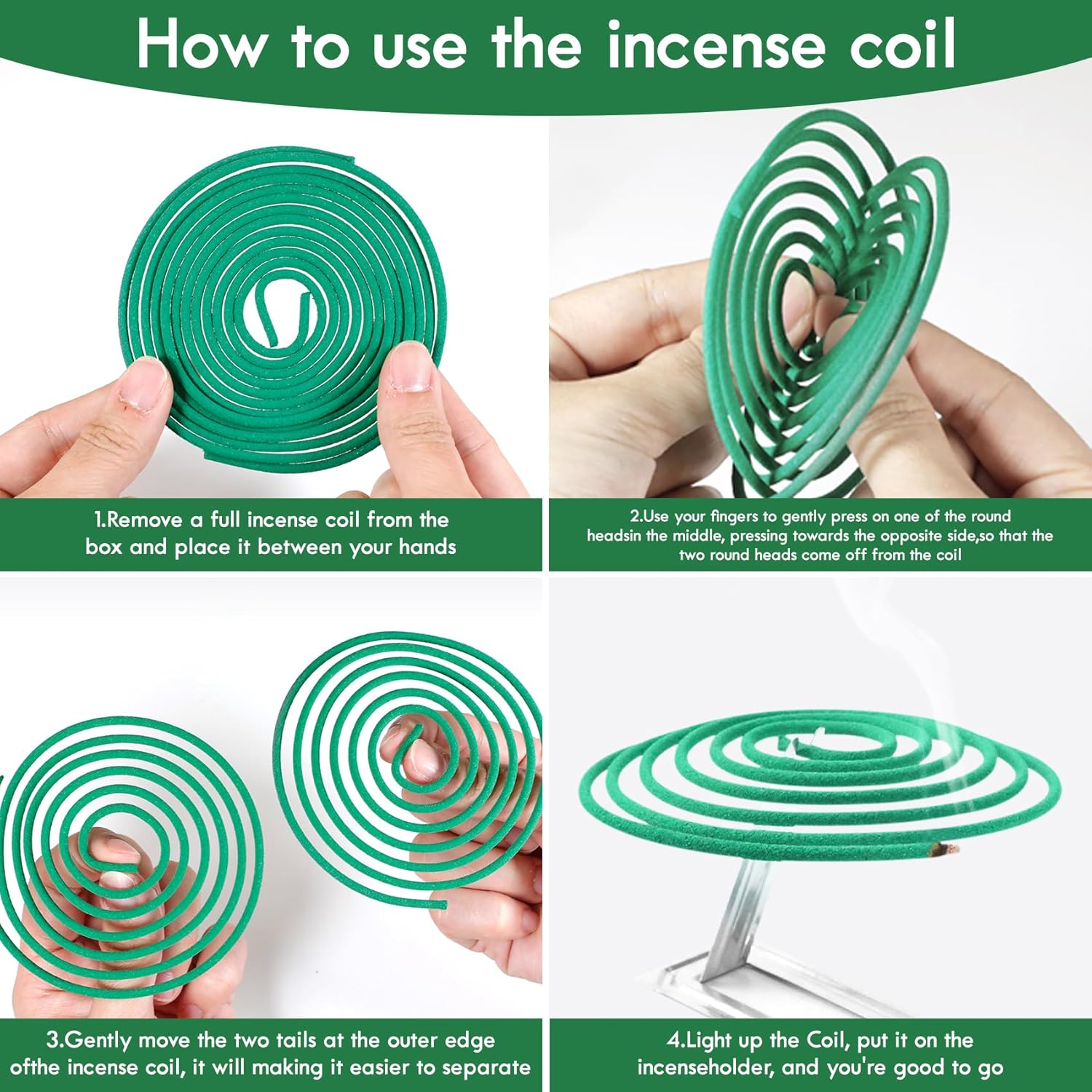 Citronella Incense Coils 48 PCS with 2 Holders for Outdoor Use
