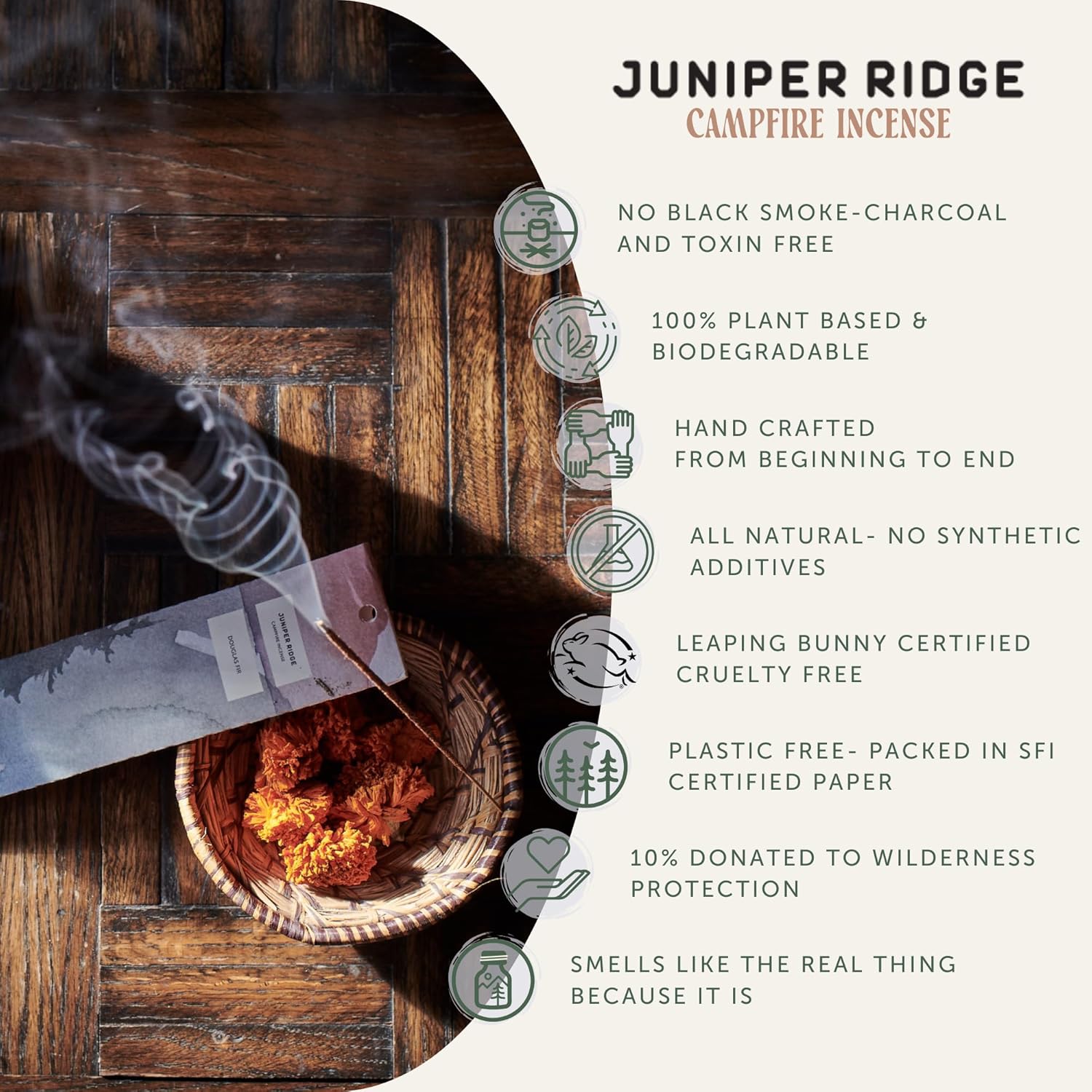 Juniper Ridge Natural Campfire Incense Sticks - 20 Count