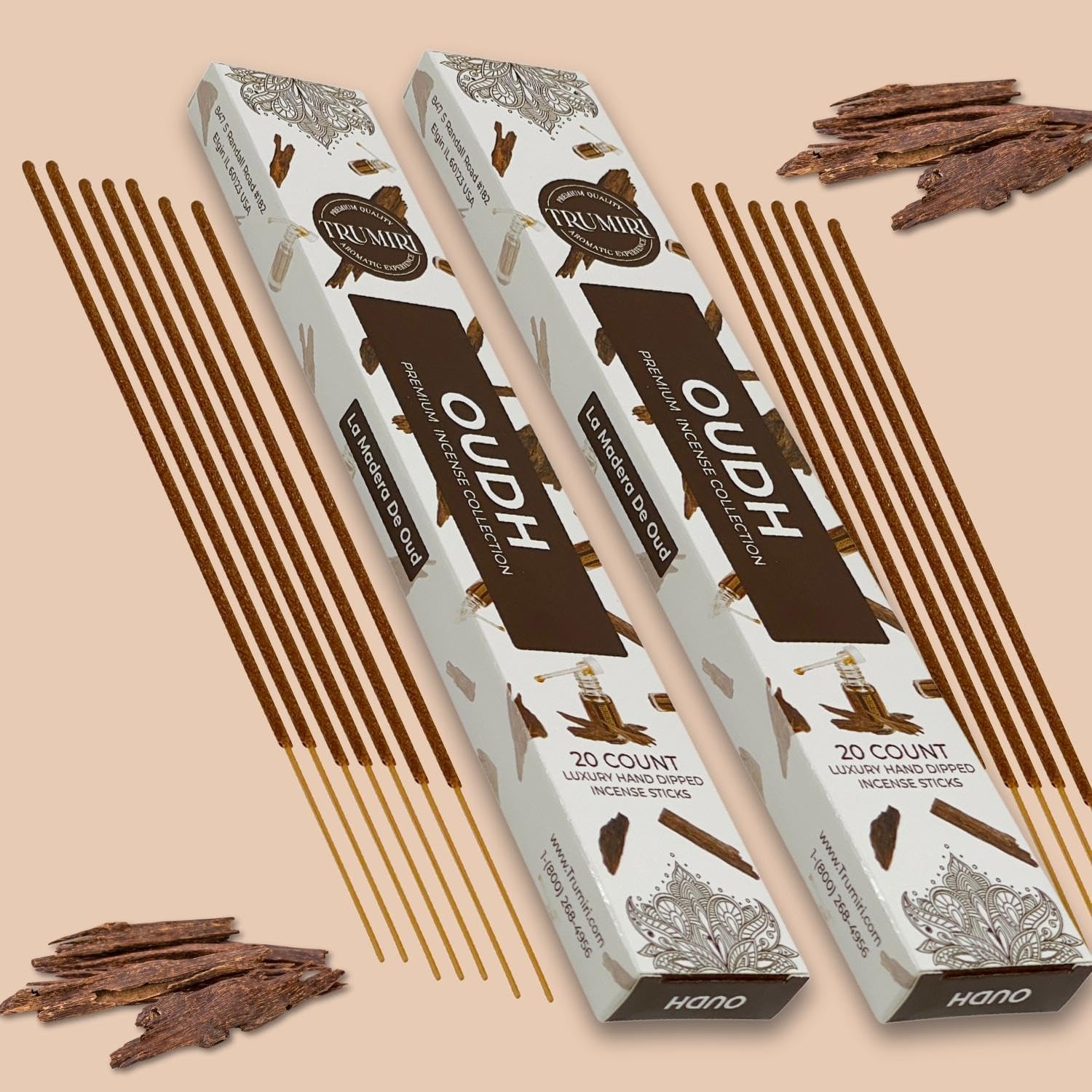 TRUMIRI Oud Incense Sticks - 40 Pieces Dual Pack