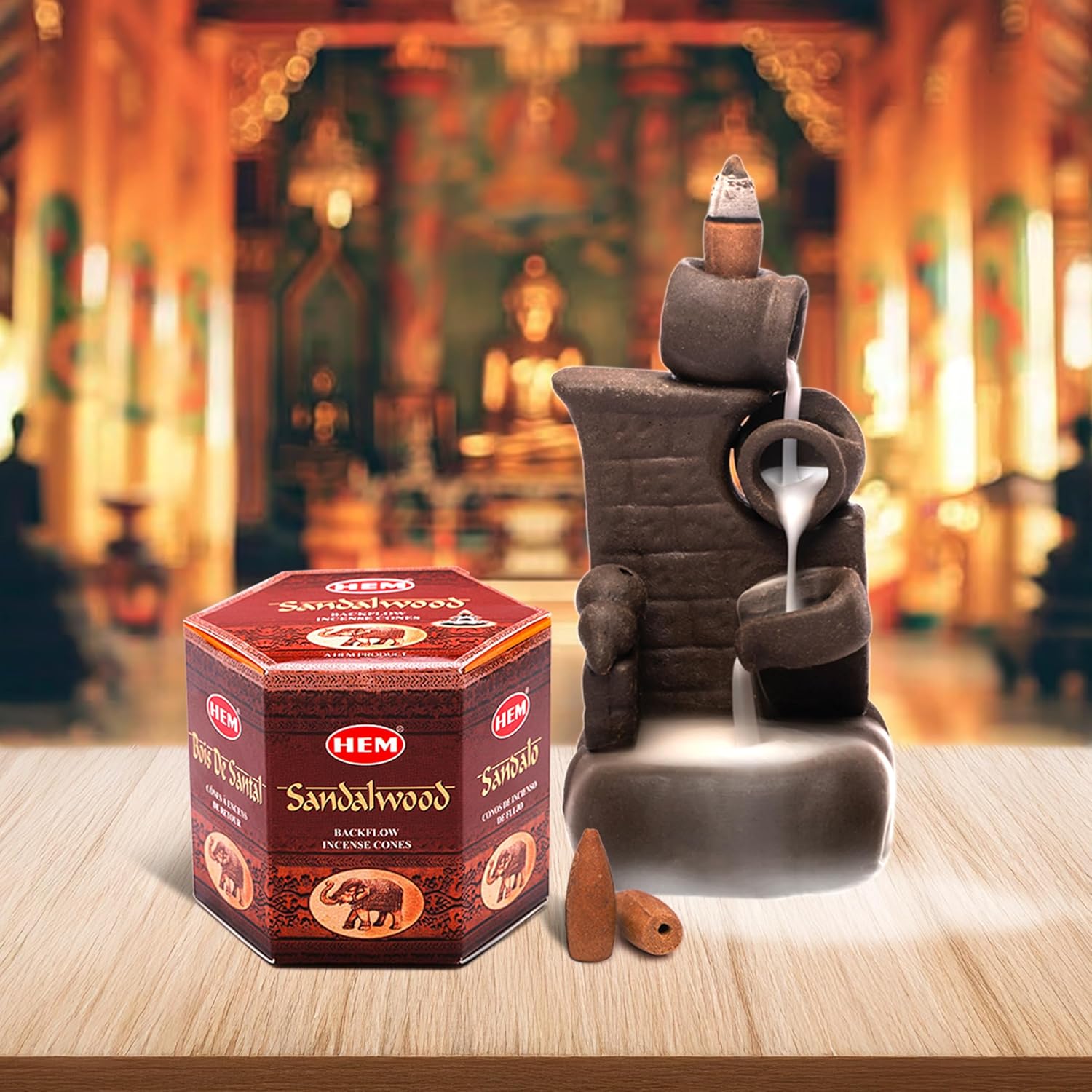 HEM Sandalwood Brown Incense Cones Pack of 40