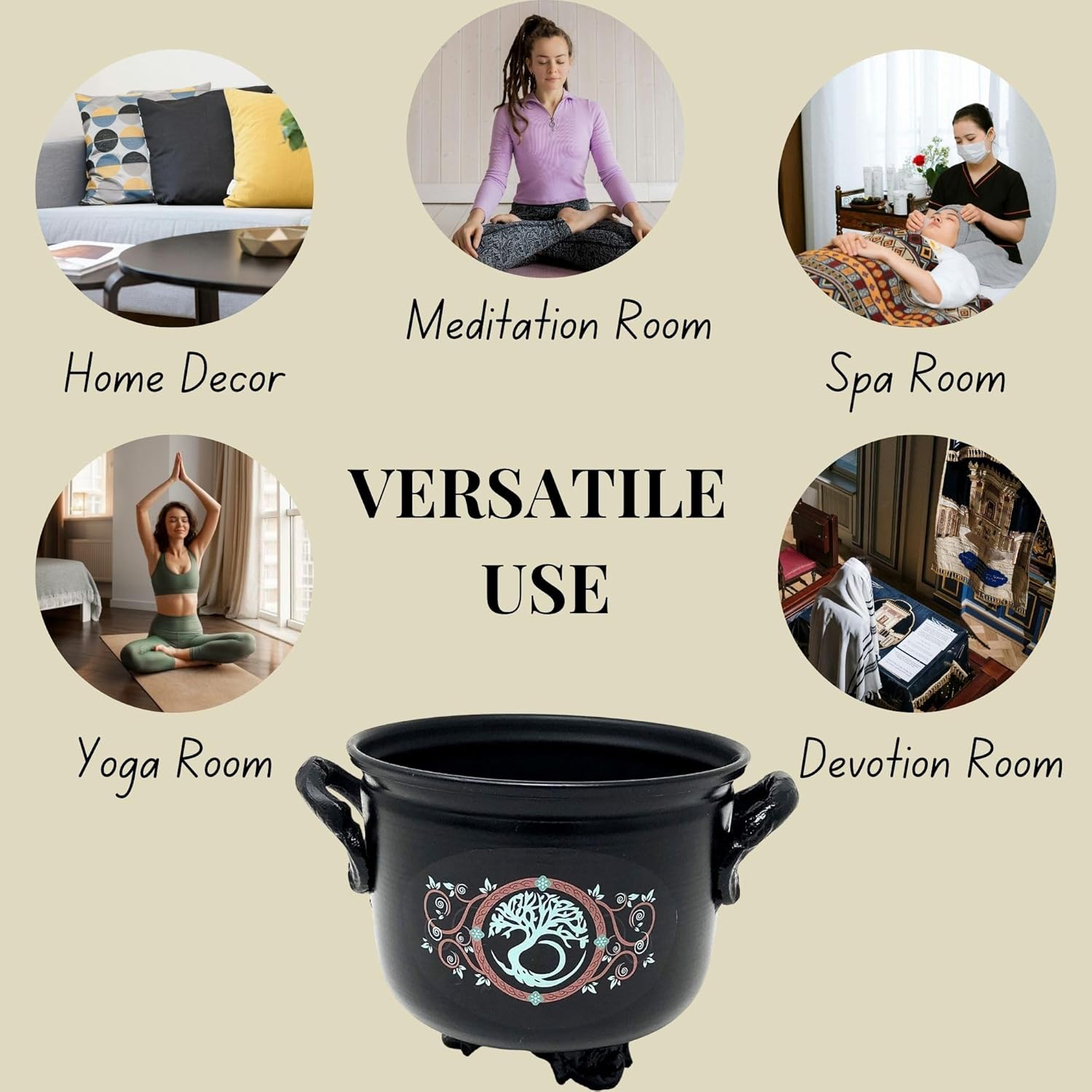 Vrinda Tree of Life Iron Incense Burner - Decorative for Meditation and Rituals