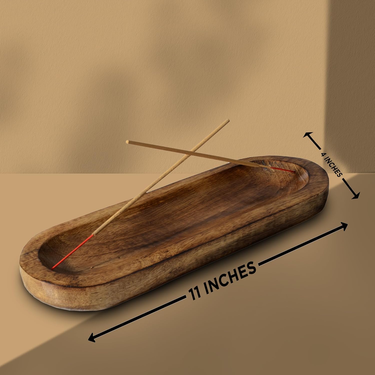 Raajsee Wooden Incense Holder - 12x5 Inch Ash Catcher