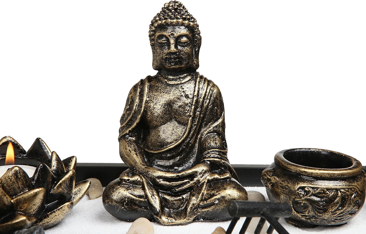 MyGift Desktop Zen Garden Kit with Buddha Statue and Incense Holder