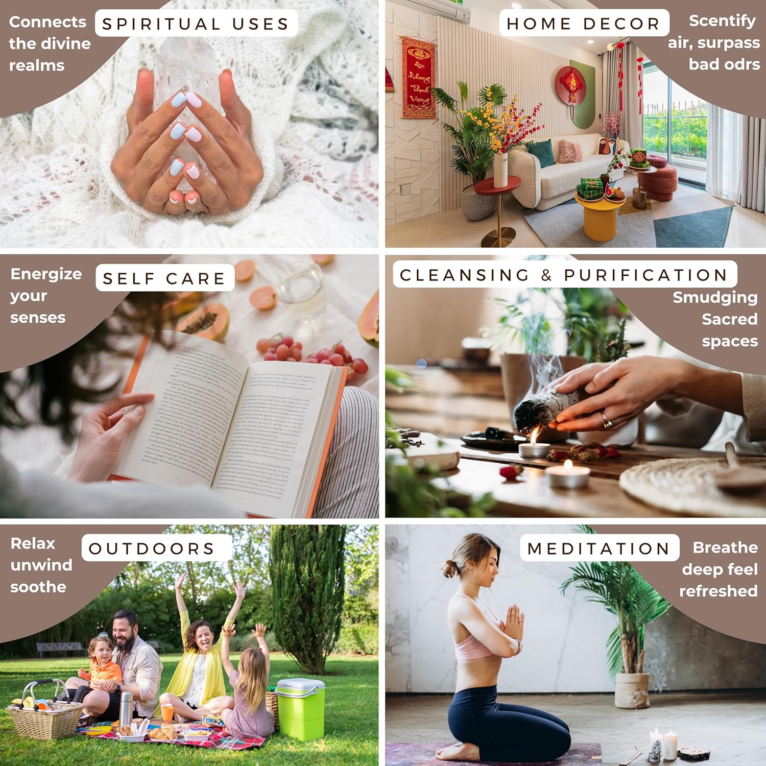 TRUMIRI Variety Pack Backflow Incense Cones for Waterfall Fountain - Pack of 6
