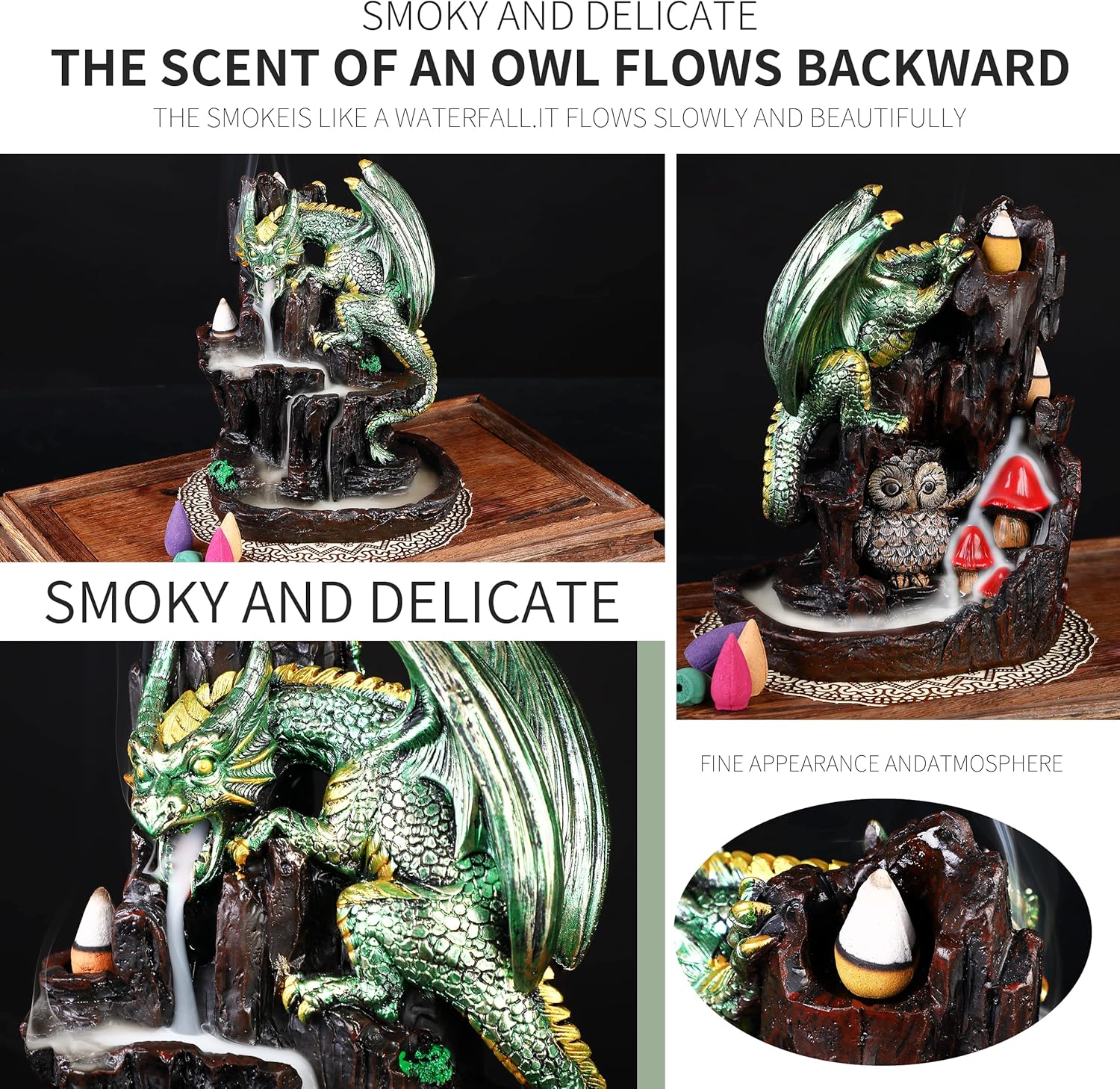 Dragon Backflow 2 Sided Mountain Waterfall Incense Burner