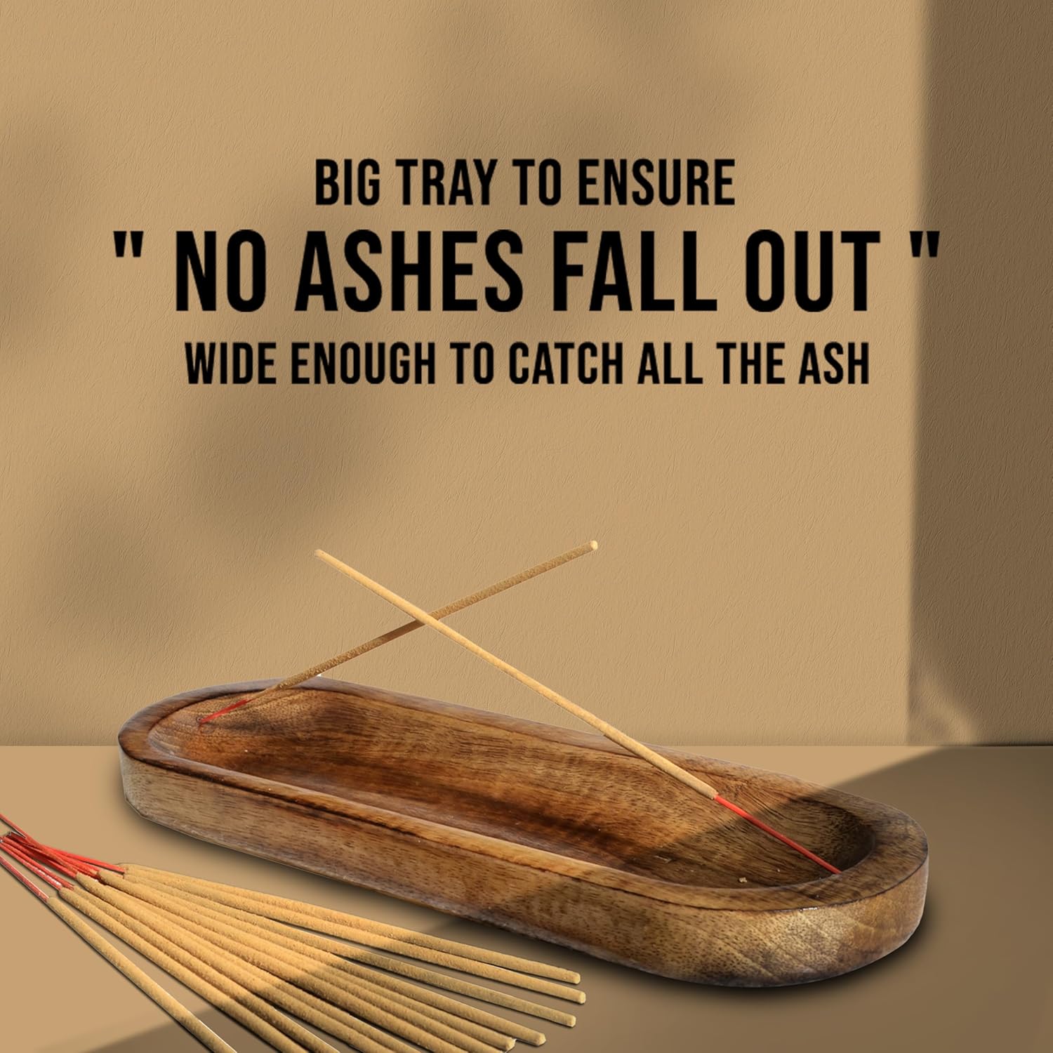 Raajsee Wooden Incense Holder - 12x5 Inch Ash Catcher