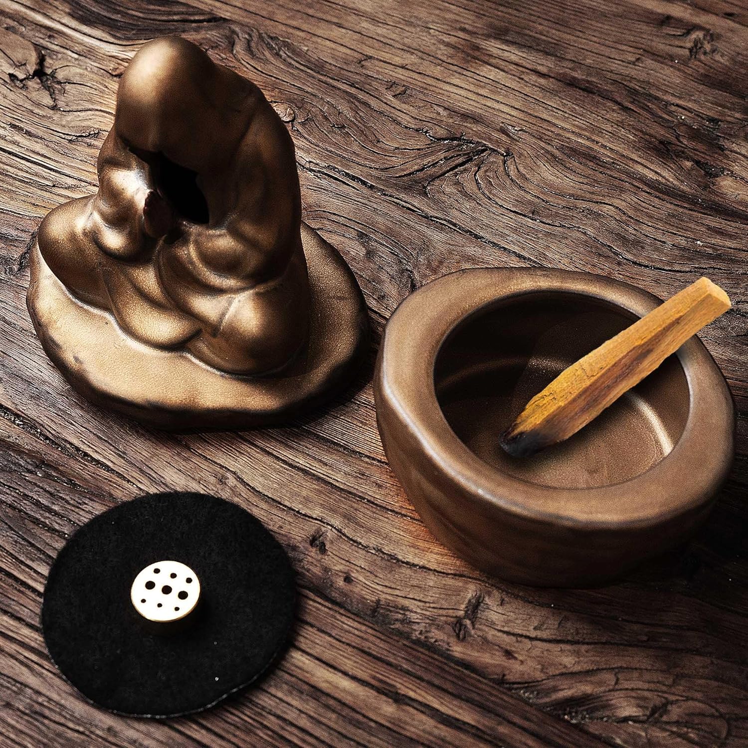 Cacukap Ceramic Zen Incense Holder with Buddha Statue