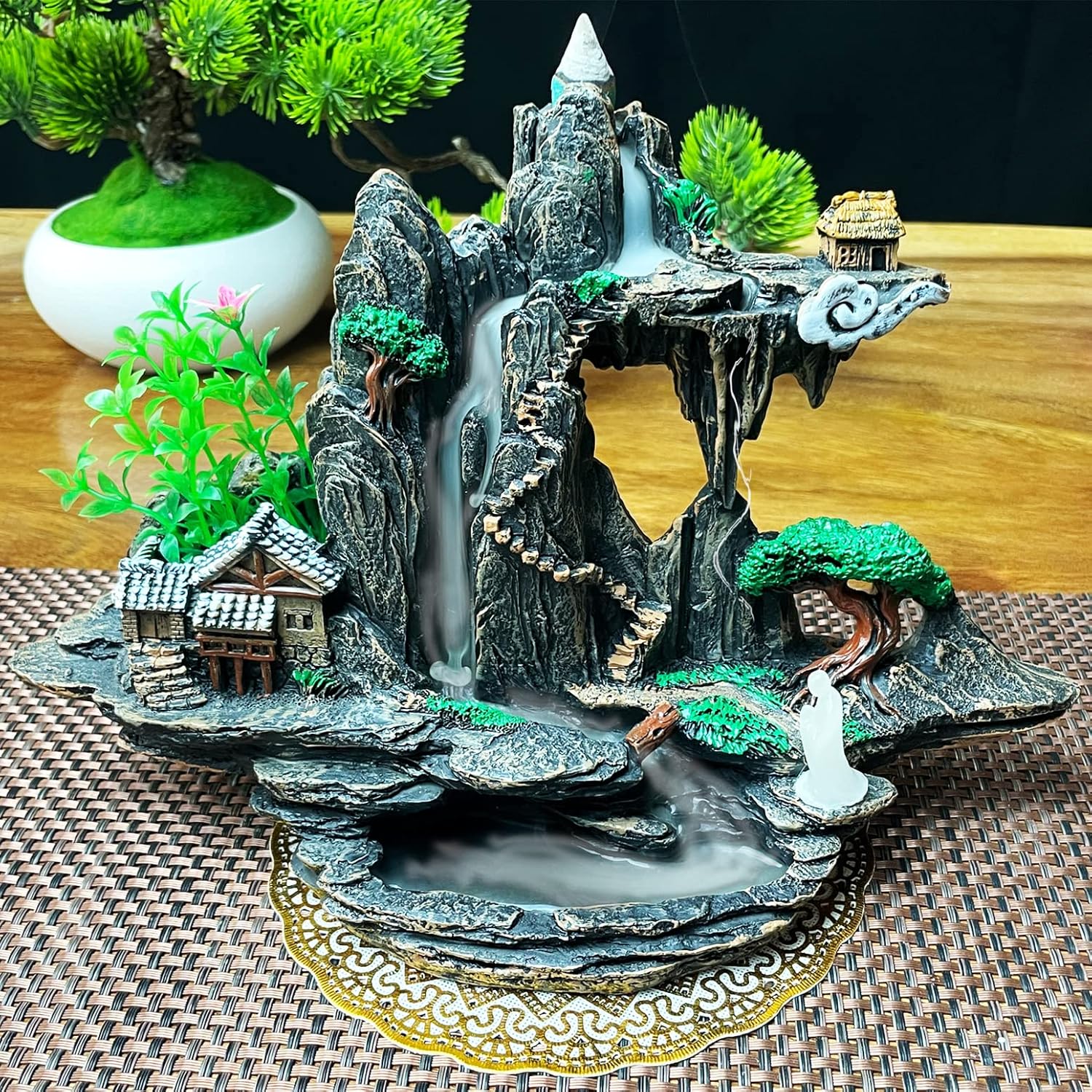 Mountain Waterfall Incense Burner with Upgraded Cones and Accessories