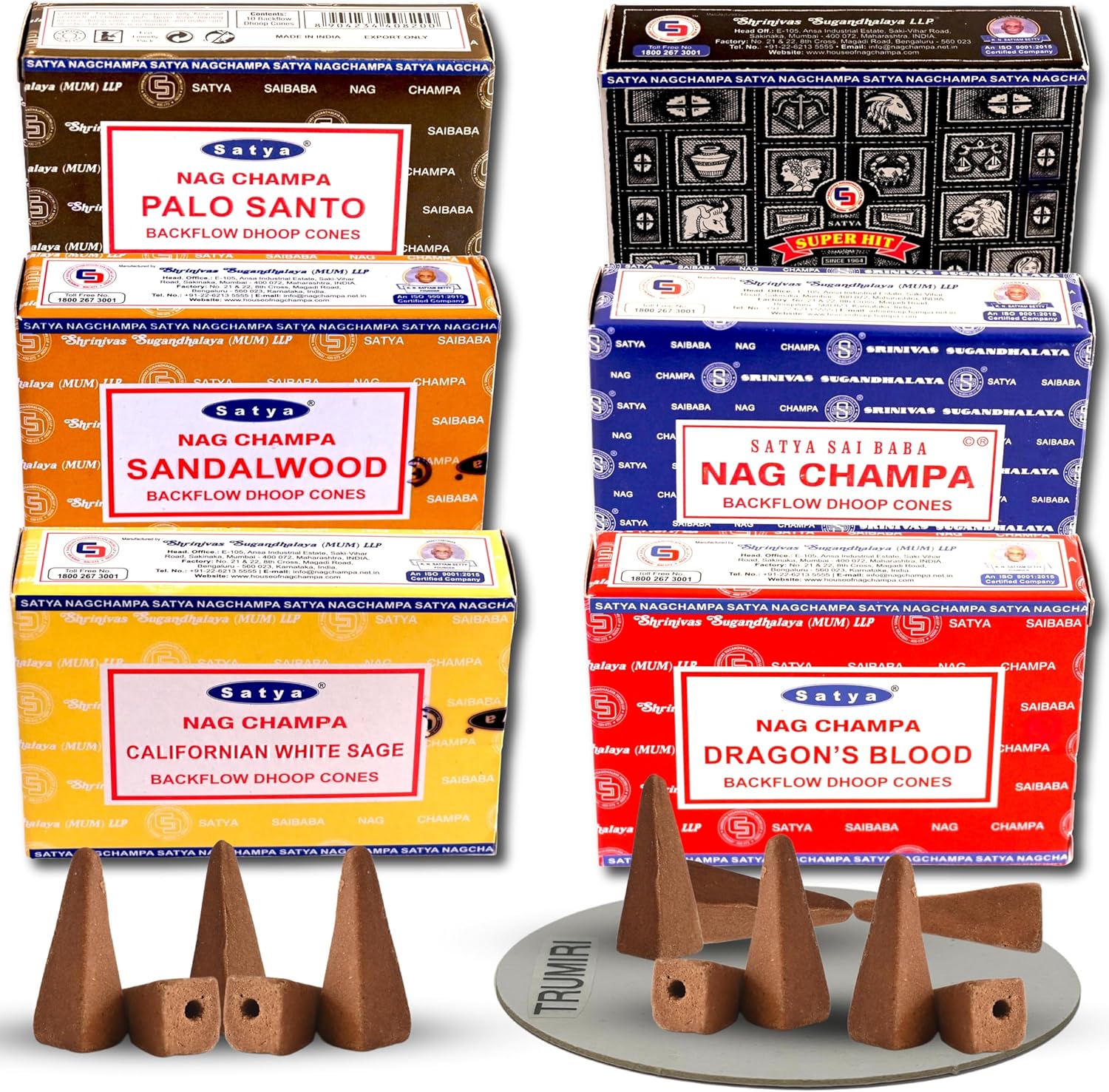 TRUMIRI Variety Pack Backflow Incense Cones for Waterfall Fountain - Pack of 6