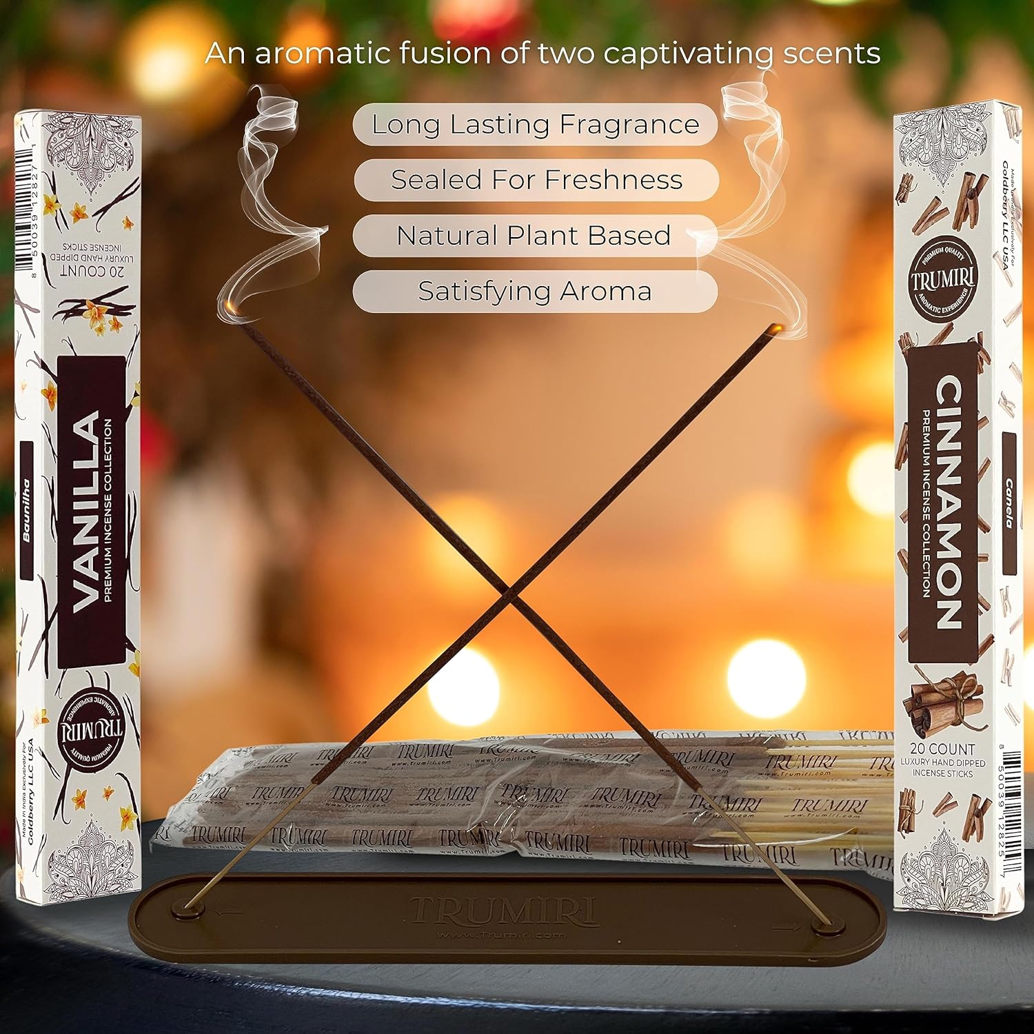 Trumiri Natural Incense Sticks - 40 Pack of Vanilla Cinnamon
