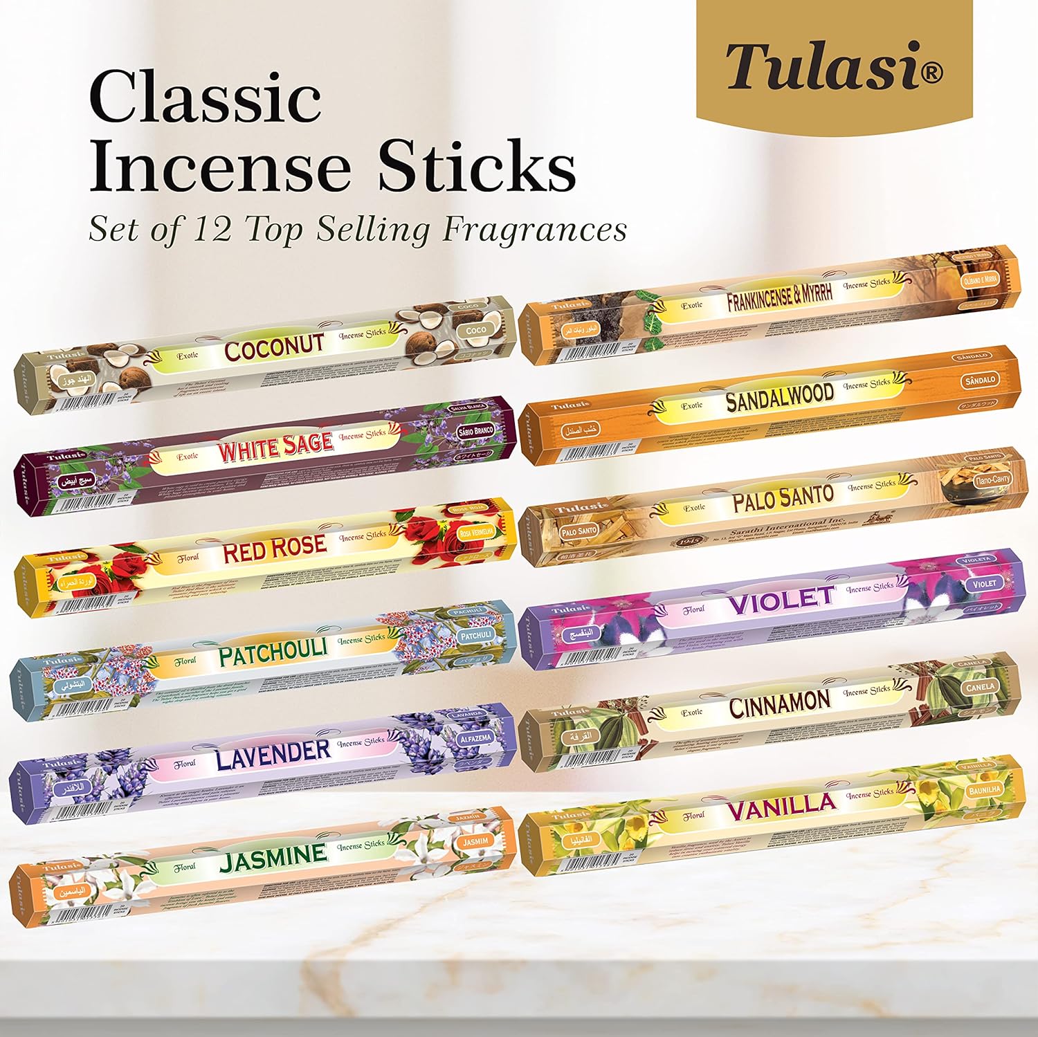 Tulasi Incense Sticks 240pcs Natural Aromatherapy Set