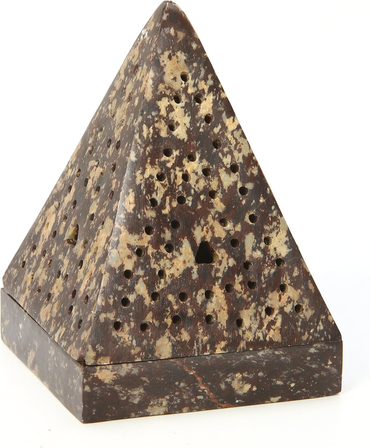 Hosleys 5 Inch High Soapstone Triangle Pyramid Incense Holder