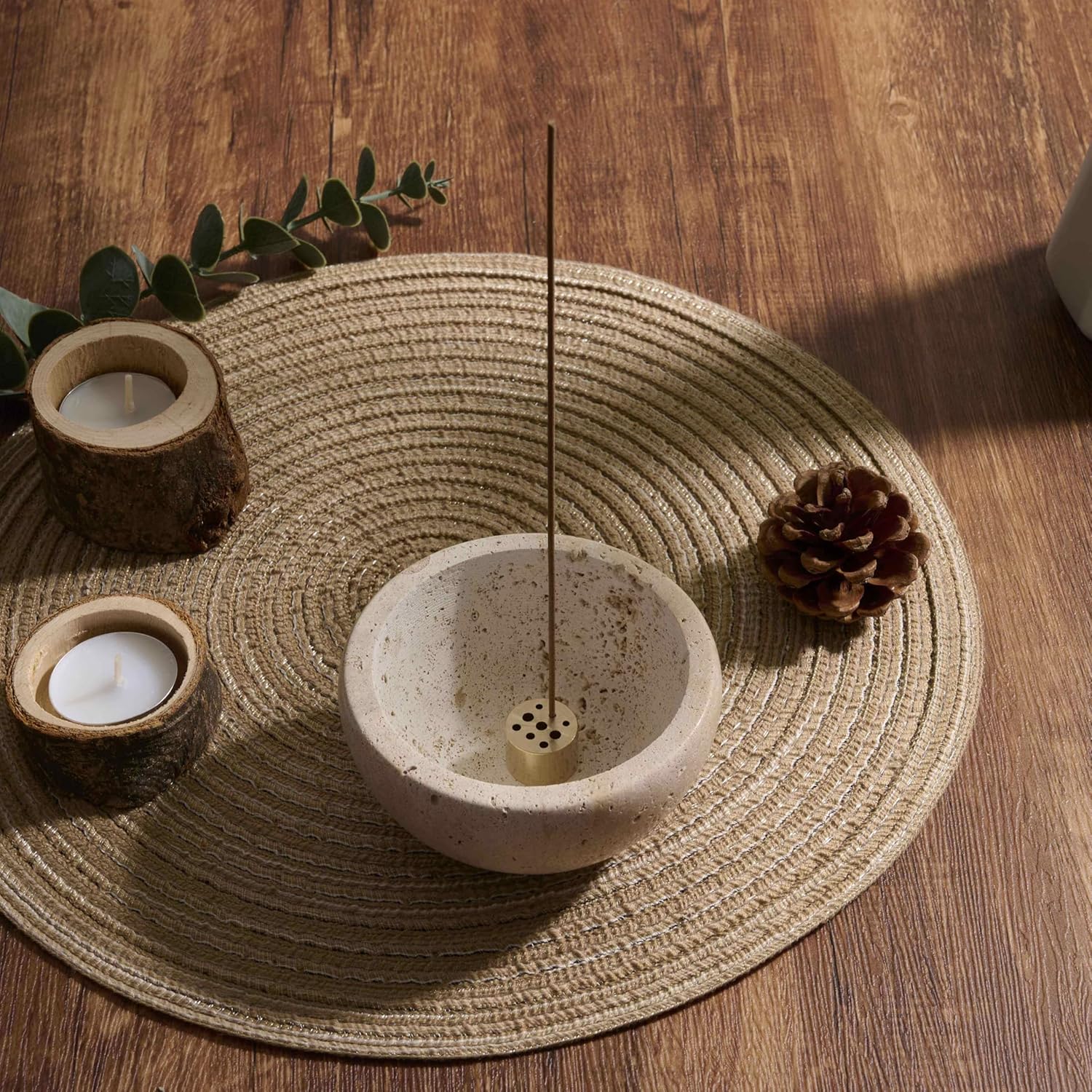 Handcrafted Limestone Incense Holder for Sticks and Cones