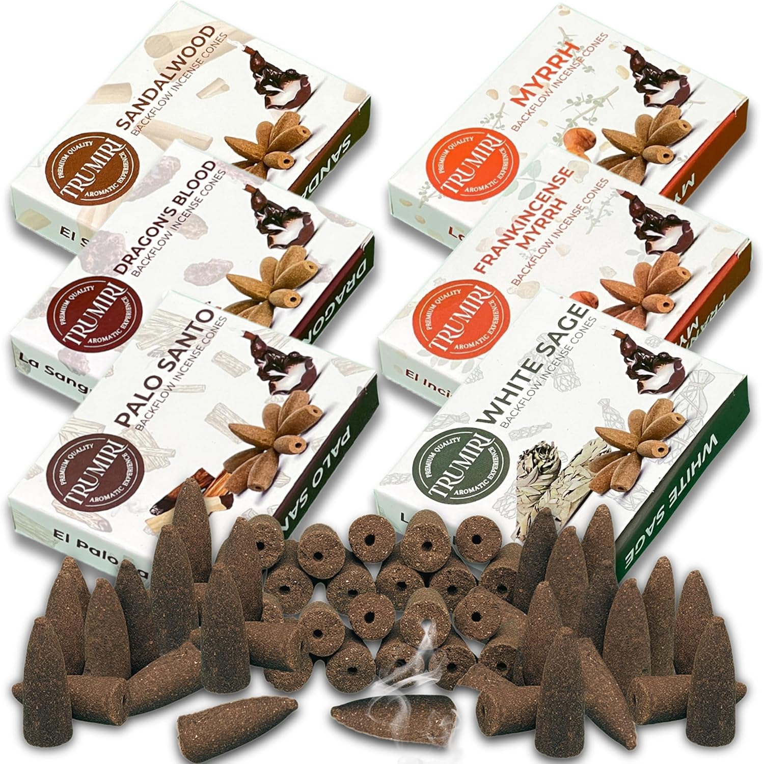 TRUMIRI Woody Backflow Incense Cones for Waterfall