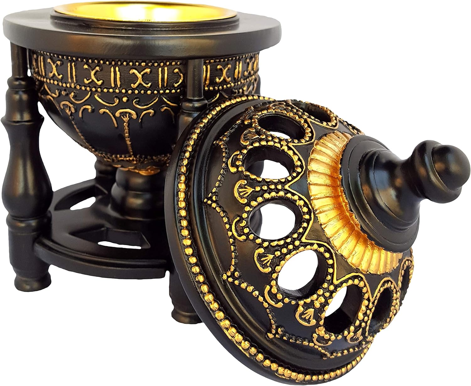 AM Charcoal Incense Burner - 4 Pillar Bakhoor Oud Holder