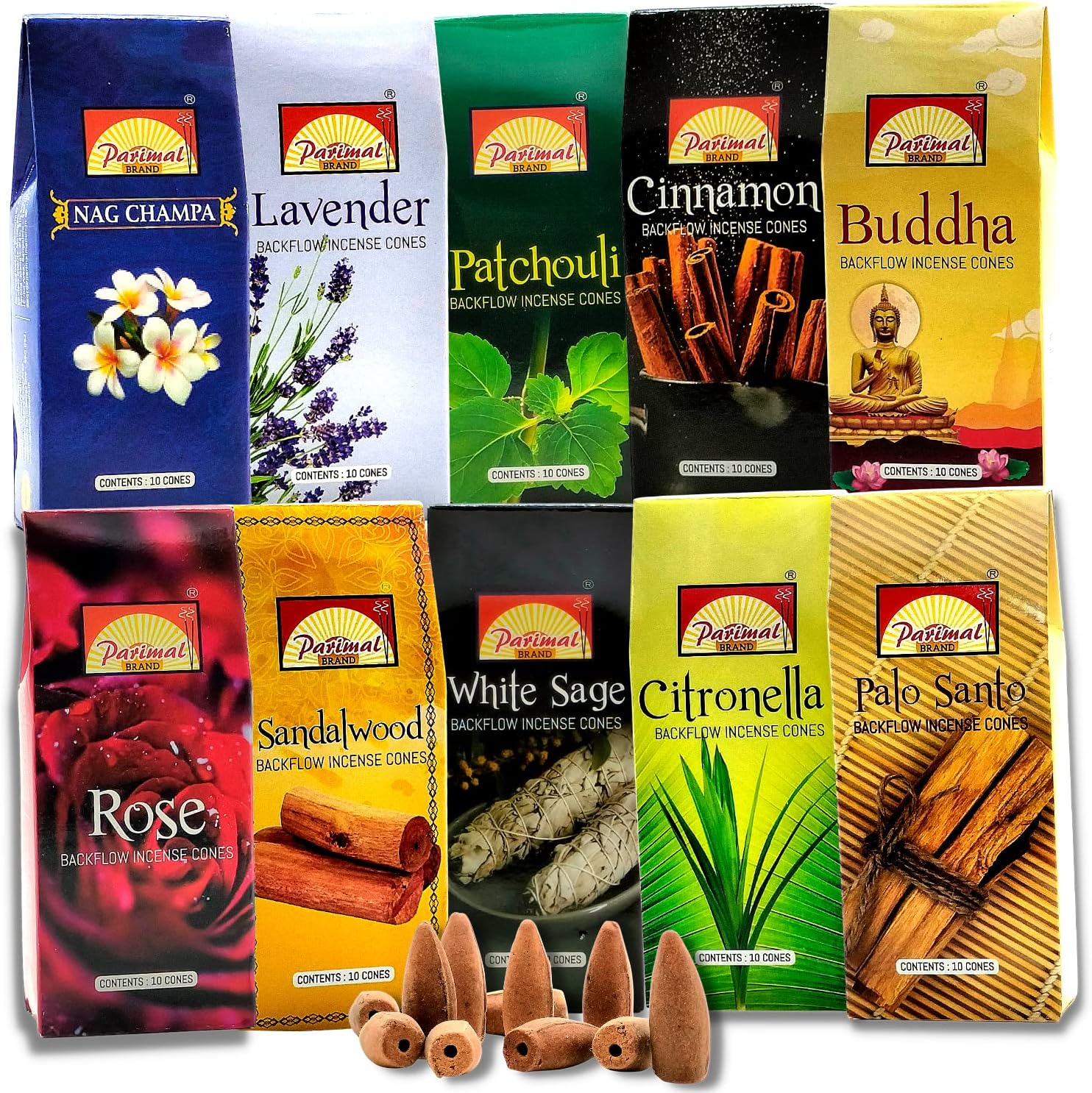 Calmveda Backflow Incense Cones - 10 Variants 100 Cones