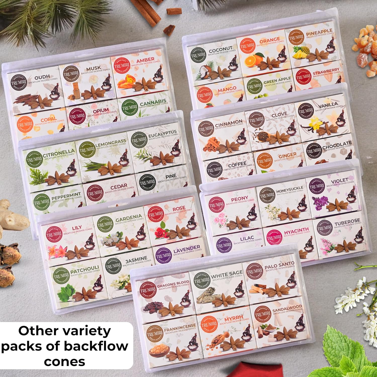 TRUMIRI Woody Backflow Incense Cones for Waterfall