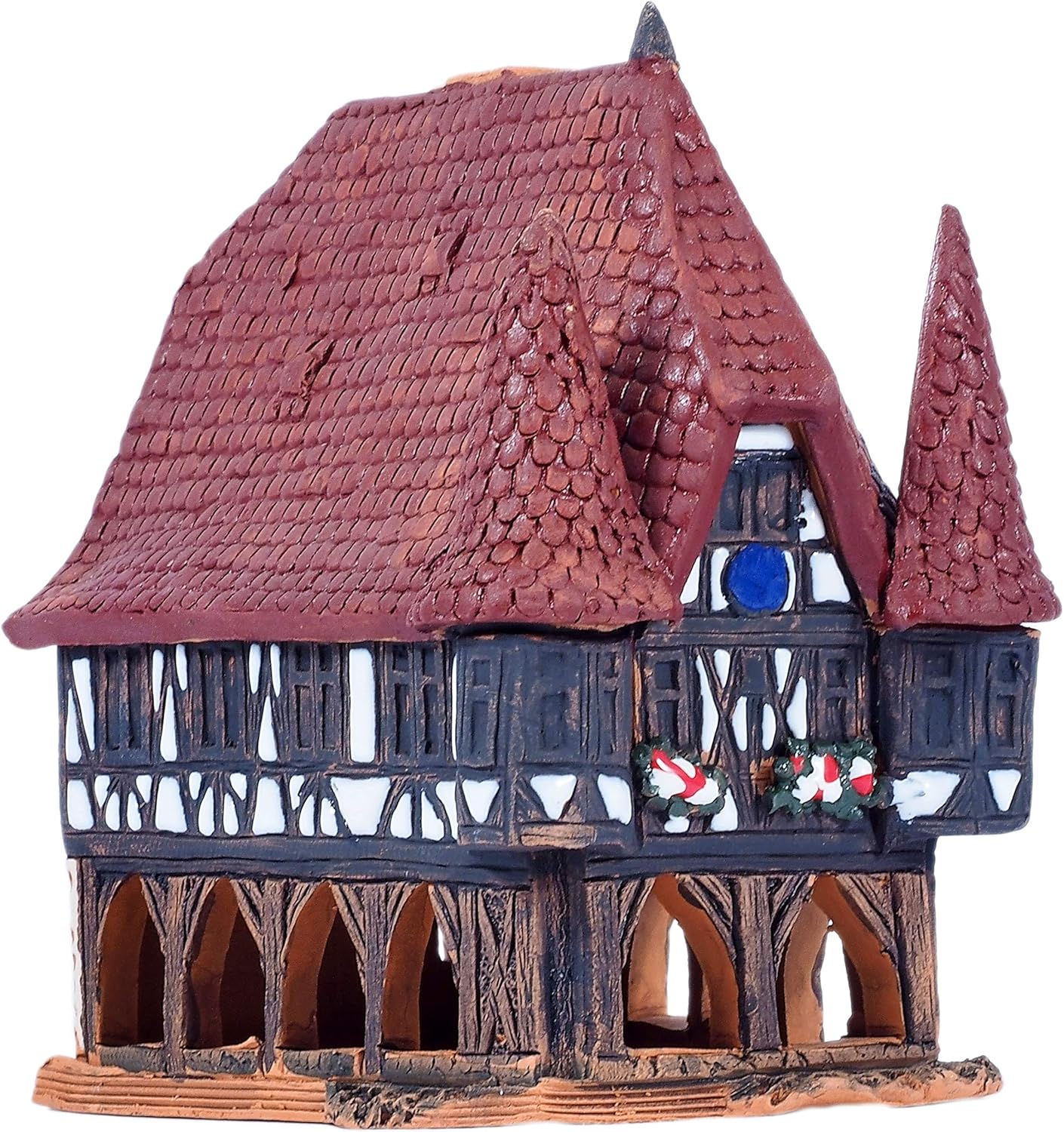 Midene Ceramic Art Cone Incense Holder Handmade Collectible Miniature Town Hall Michelstadt Germany