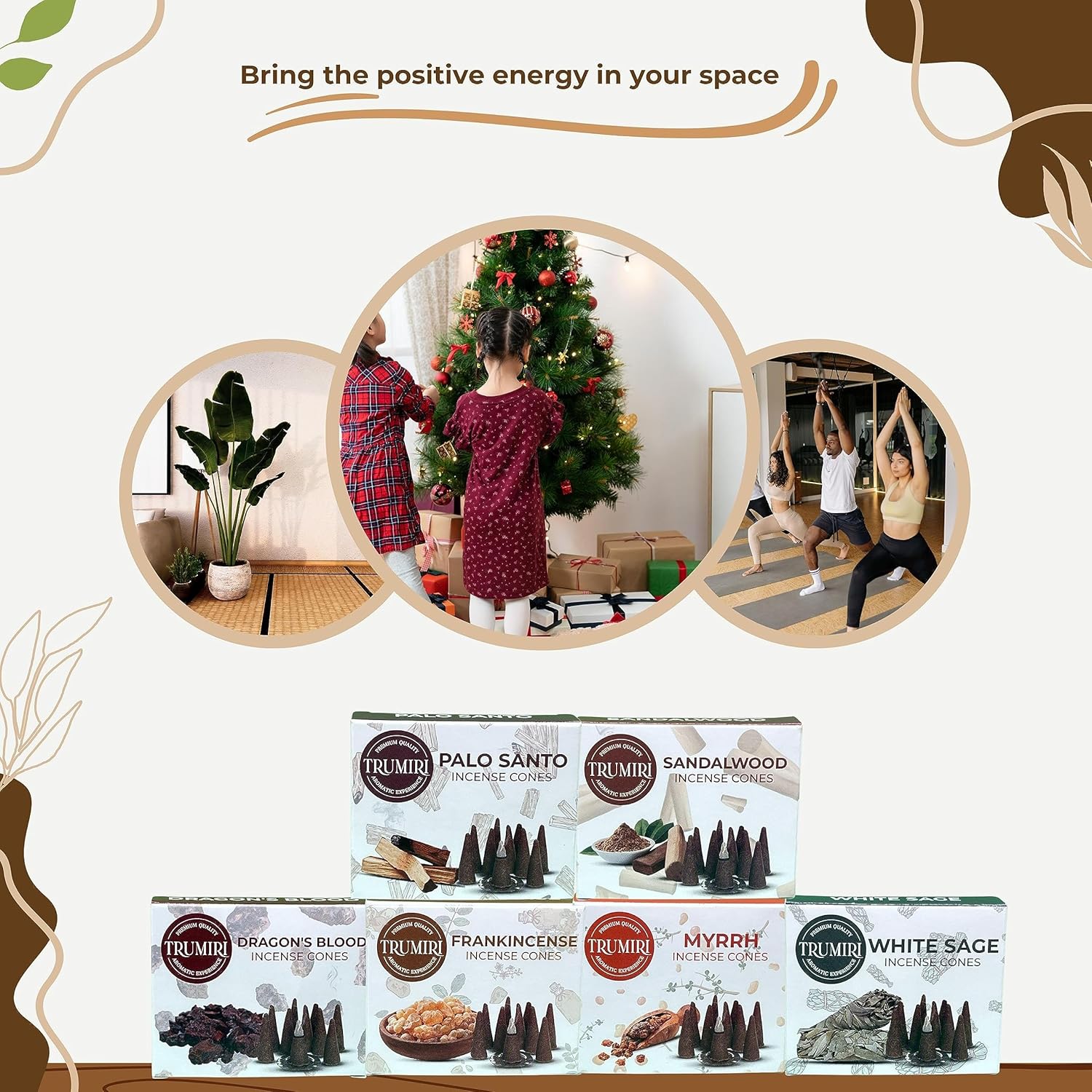 Trumiri Woody Incense Cones Variety Pack 60 Pieces