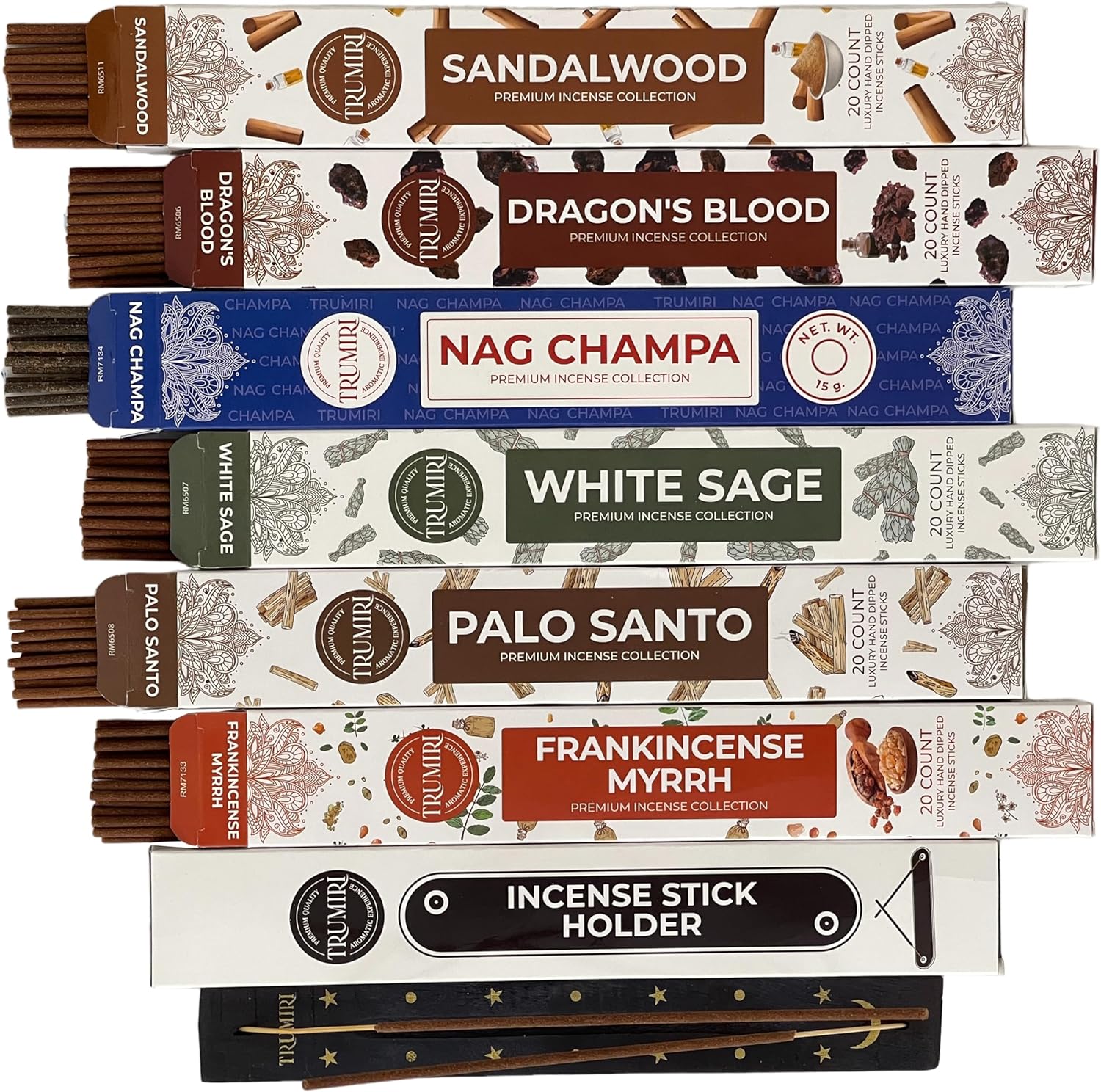 TRUMIRI Classic Incense Sticks 120 Pack with Holder