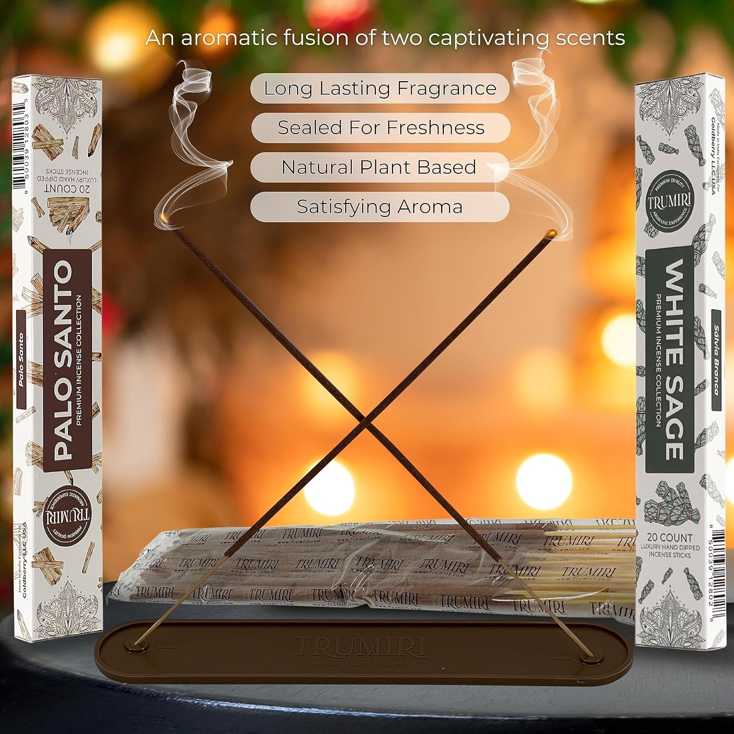 Trumiri Incense Sticks - 40 Pack 20 Palo Santo 20 White Sage