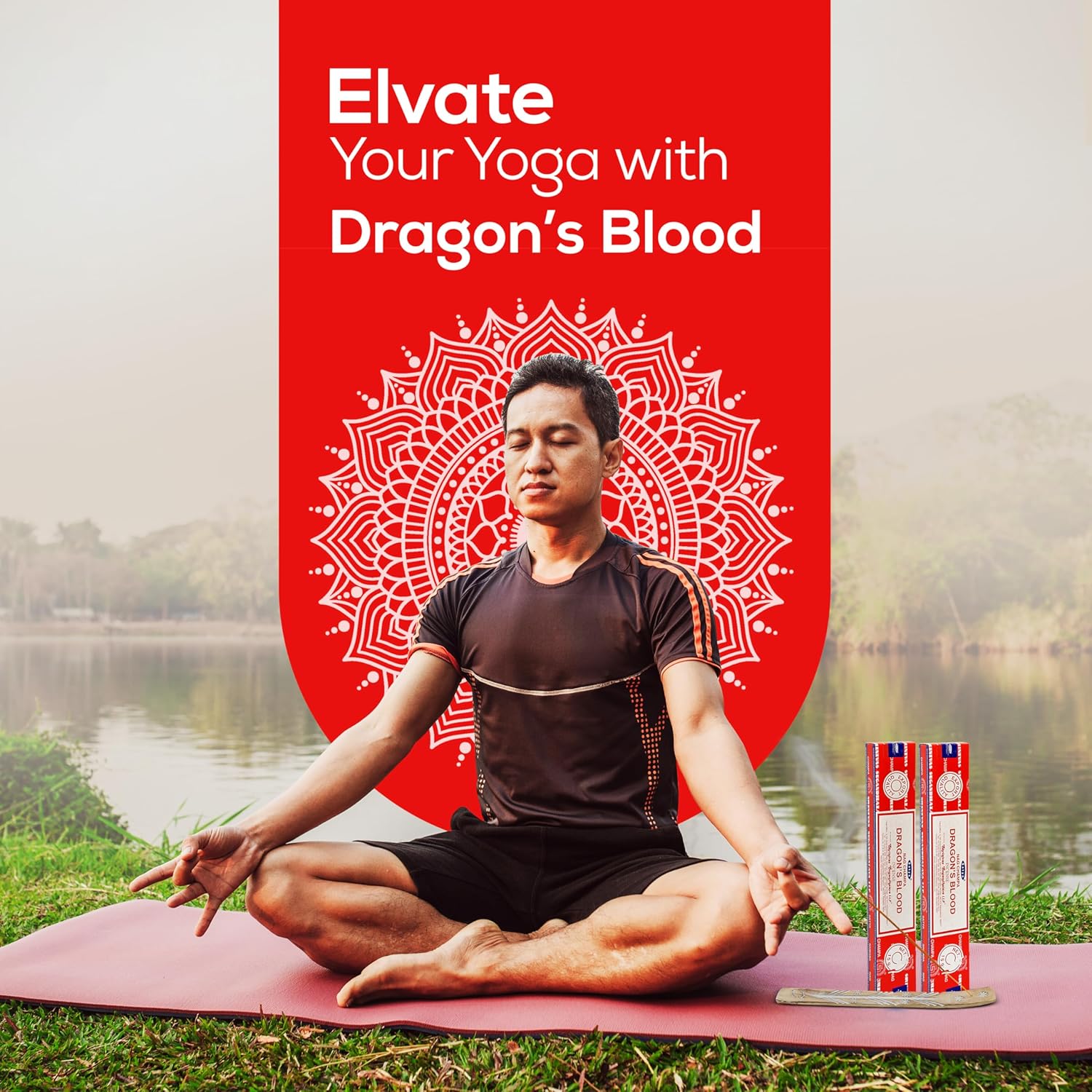 Satya Dragon Blood Incense Sticks 180g Bundle with Wooden Holder