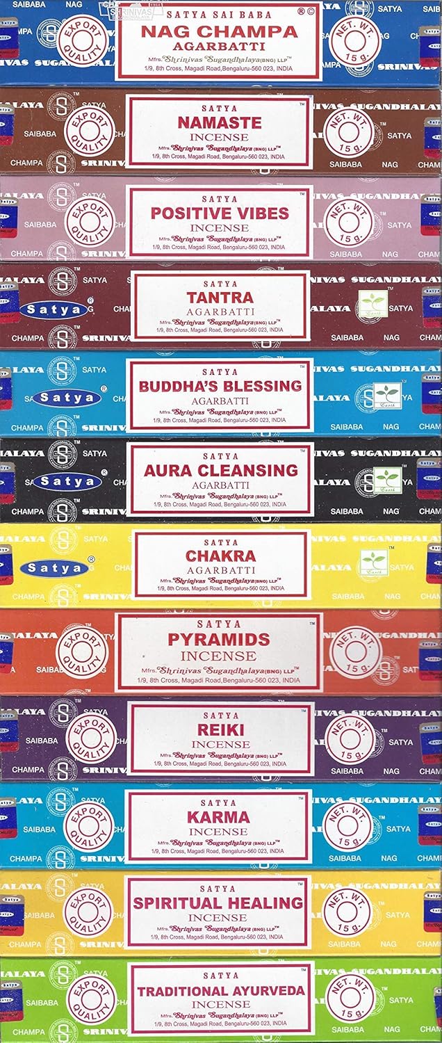 Set of 12 Nag Champa Incense Sticks by Satya