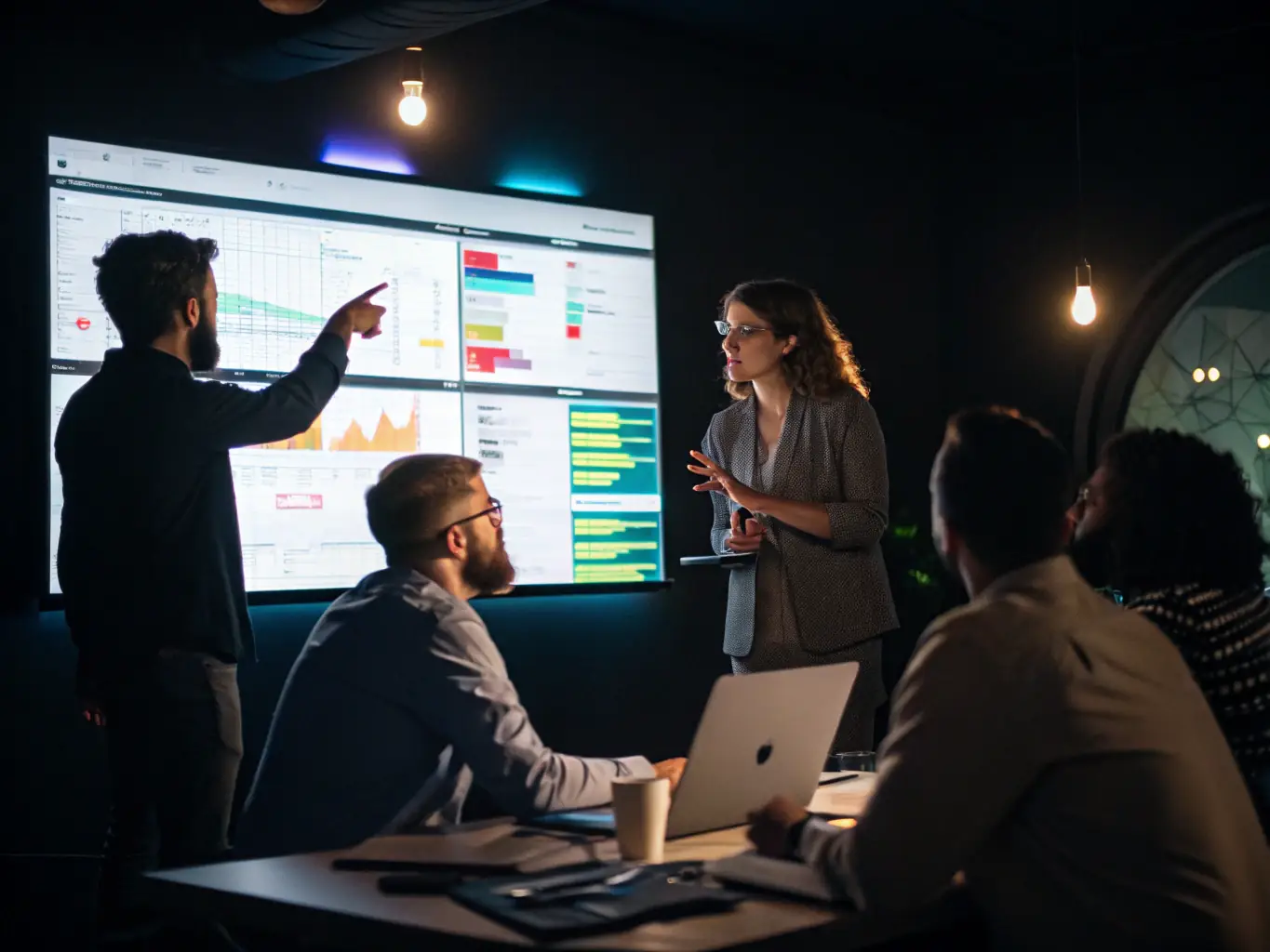 An image showcasing a team of consultants discussing cloud strategies with a client, emphasizing collaboration and expertise in cloud technology.